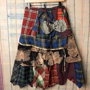 Upcycled patchwork tartan skirt size 26